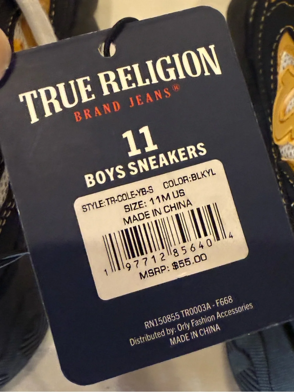 True Religion Boys Dad Sneakers Black Mustard Yellow Chunky Sole NWT Size 11